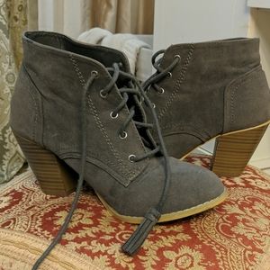 Grey suede booties